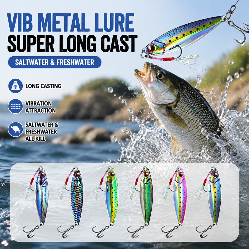 Fishing Lure Blade Bait - 3D-печатная металлическая приманка VIB для дальнего