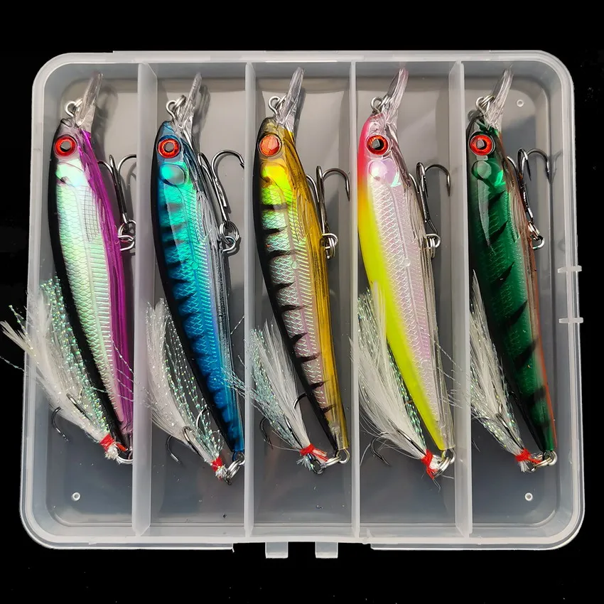 Fishing Lure Box - 5 шт./коробка, жесткая рыболовная приманка с