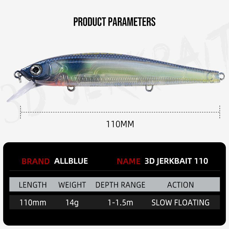 Воблер ALLBLUE 3D Jerkbait, 11 – обзор и цена Fishing Lure Jerkbait