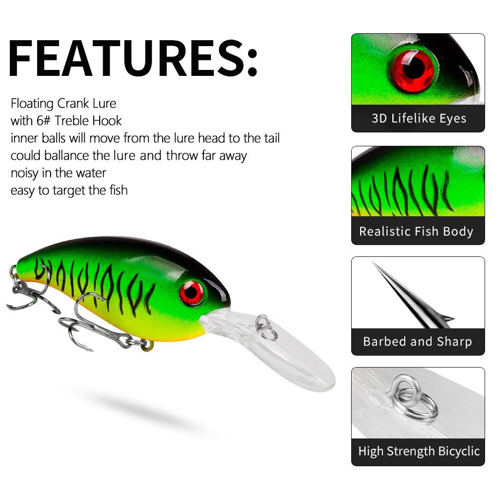 1 шт. кренкбейт, приманки для  – обзор и цена Fishing Lure Crankbait