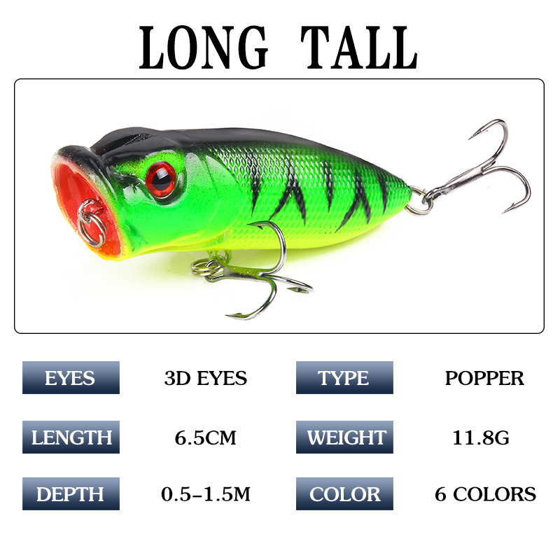 6 шт. 6 цветов (мешок opp)/5 ш – обзор и цена Fishing Lure Popper