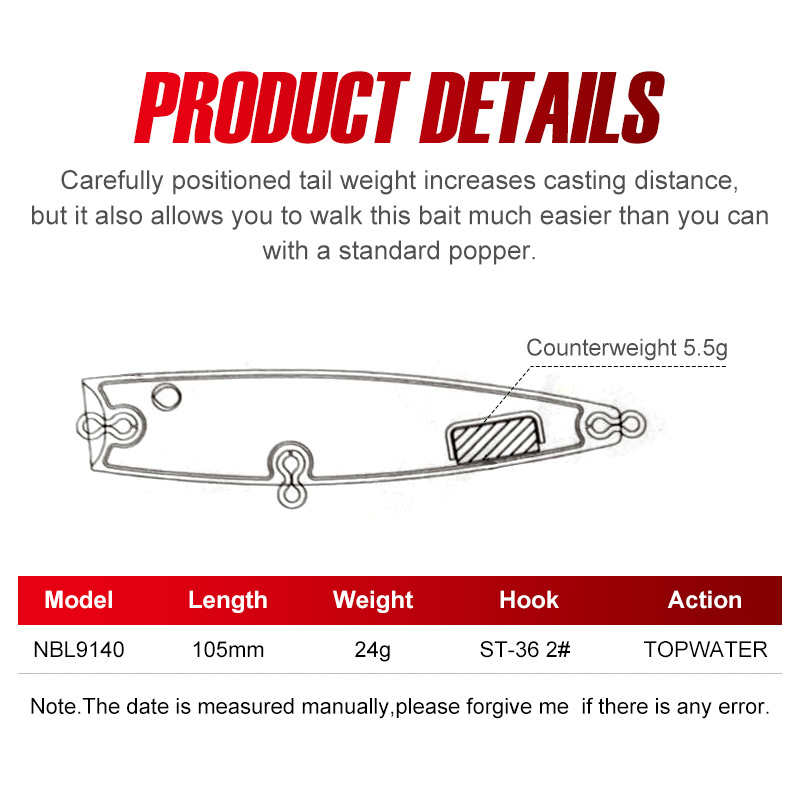 Noeby 105 мм 24 г приманки для – обзор и цена Fishing Lure Popper